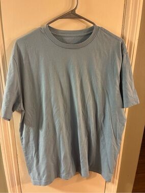 Men’s Large George Light Blue Short Sleeve Crew Neck T-Shirt  Cotton & Polyester